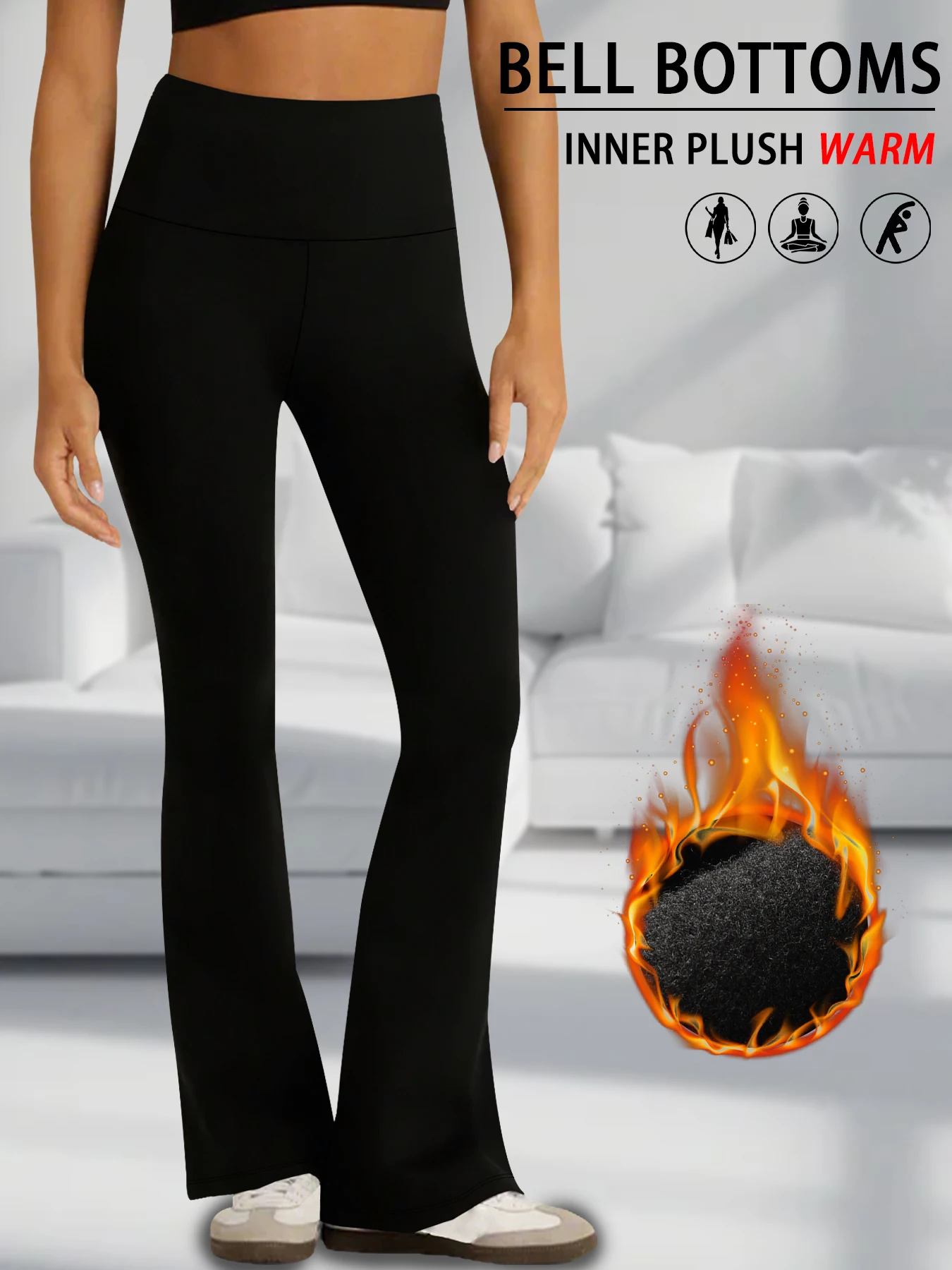 Color: Brown, Size: XXL - Women's Super Soft High Waisted Fleece Flare Leggings Tummy Control Soft Bootleg Bootcut Pants