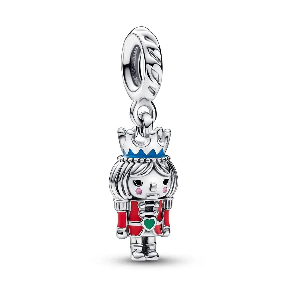 Gem Color: Pink - Pure Silver 925 Christmas Charm Fit DIY Pandora Bracelet Christmas Gift