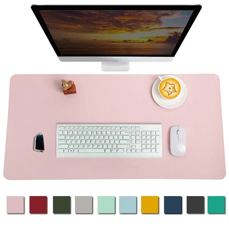 Color: Chocolate - Large Mouse Pad Extra Big Non-Slip Desk Pad Waterproof PU Leather Desk Table Protector Gaming Mouse Mat for Game Office Work