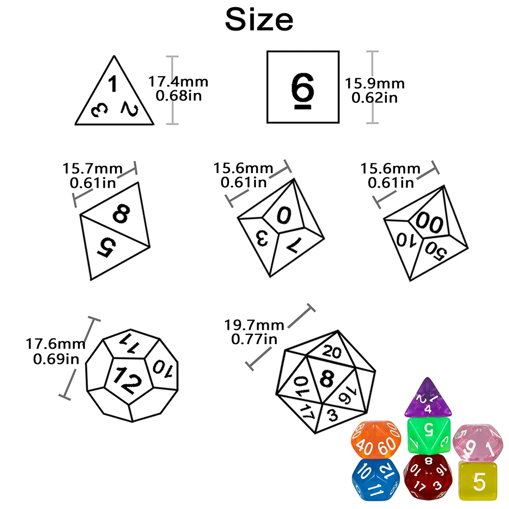 Color: green - High Quality 7 Pcs/set Transparent Crystal Digital Polyhedral Dice Sets D4-D20 , for DNDGame Dados Rpg Board Game