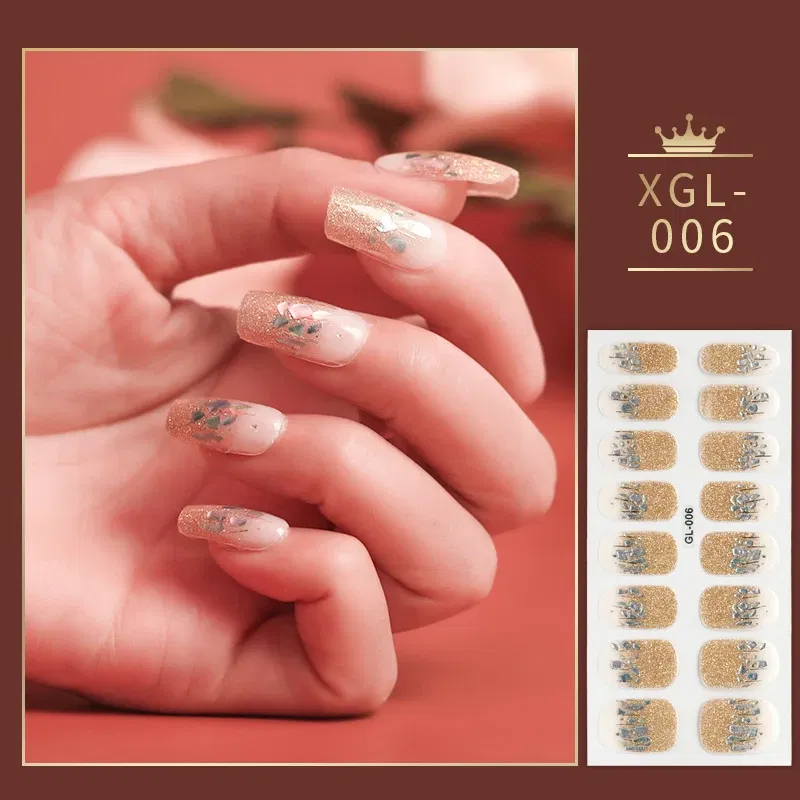 Color: Silver - Shiny New Year Nail Sticker Self Adhesive Decor Sticker Nail Wraps Glitter Nail Polish Sticker Waterproof Christmas Nail Sticker