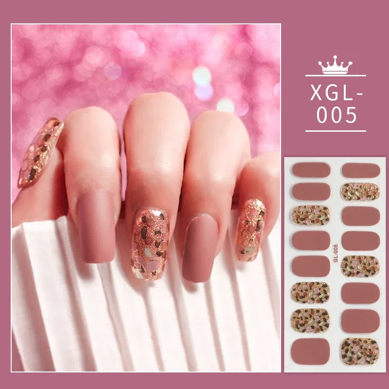 Color: Silver - Shiny New Year Nail Sticker Self Adhesive Decor Sticker Nail Wraps Glitter Nail Polish Sticker Waterproof Christmas Nail Sticker