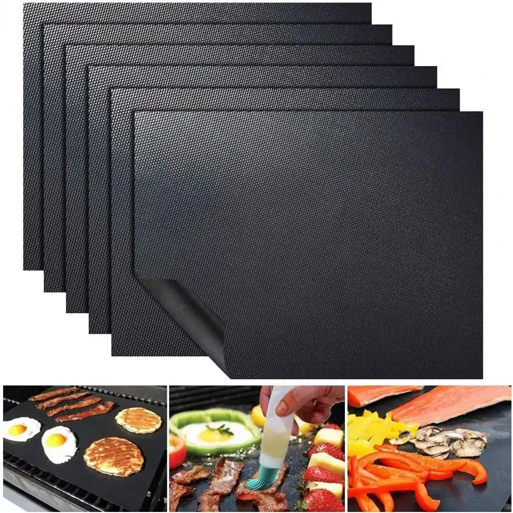 Color: grey - BBQ Grill Mat Non-stick Mat Heat Resistant Grill Mat Outdoor Baking Reusable Barbecue Party Mat 40x33cm Grill Accessories
