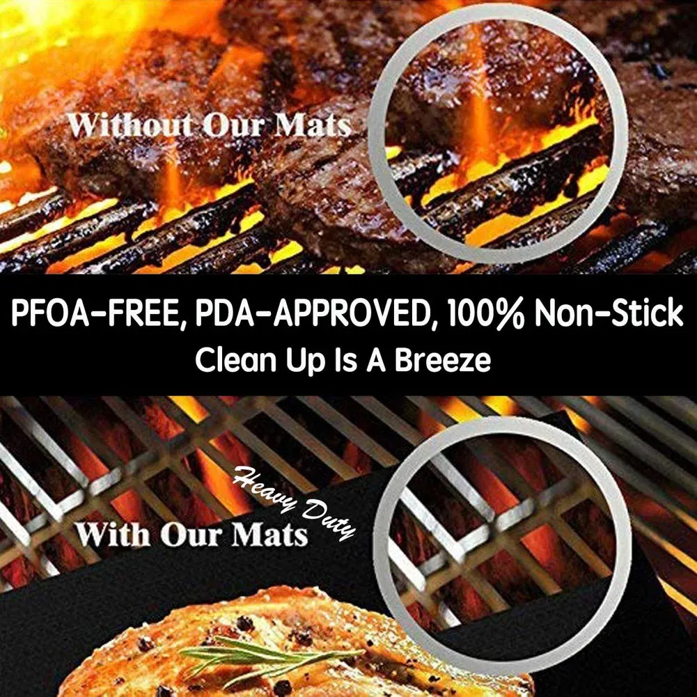 Color: grey - BBQ Grill Mat Non-stick Mat Heat Resistant Grill Mat Outdoor Baking Reusable Barbecue Party Mat 40x33cm Grill Accessories