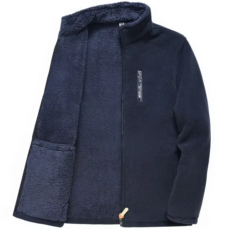 Color: Brown, Size: 5XL - Men's Fleece Zip Up Outerwear Zipper Fleece-lined Stand Collar Thickened Outdoor Jacket Windproof Polar Fleece Coldproof Jackets