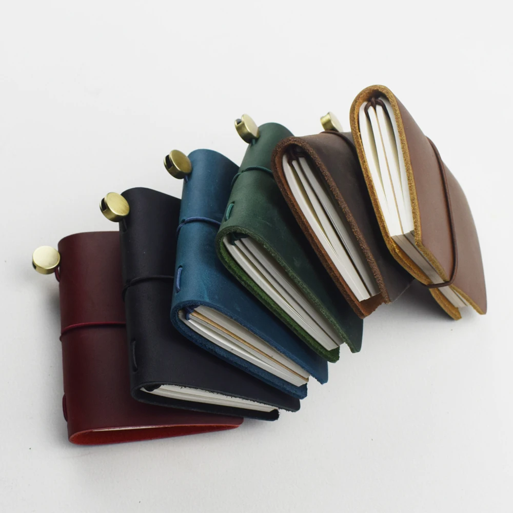 Color: Navy Blue - 1pc Leather Pocket Notebook 60 Blank Inner Pages Note Book for Sketching, Quoting, Notes & Journals