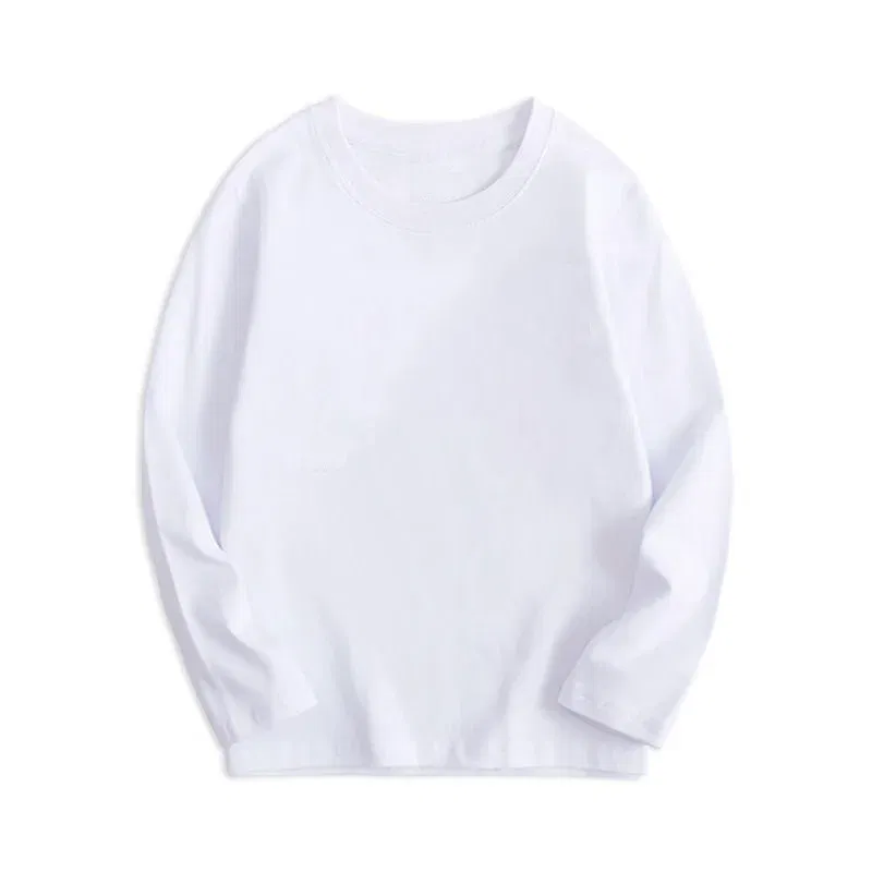 Color: SKY BLUE, Kid Size: 4 - Black White Basic Cotton T-shirt for Boys Girls Clothes Children's Long Sleeve Solid Tops Kids 2 to 14 Years Leasure Wear Tshirt