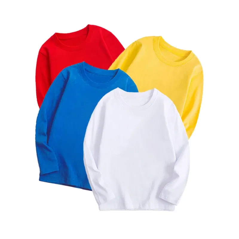 Color: SKY BLUE, Kid Size: 4 - Black White Basic Cotton T-shirt for Boys Girls Clothes Children's Long Sleeve Solid Tops Kids 2 to 14 Years Leasure Wear Tshirt