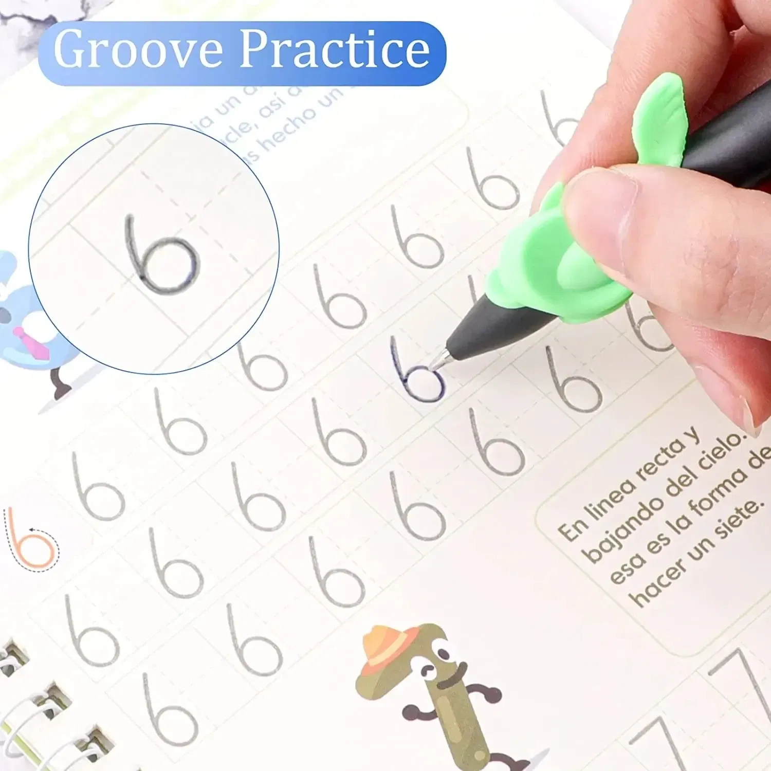 Color: Black - Magic Writing Book in Portuguese Calligraphy Notebook Montessori Kids Reusable Educational Calligraphic Letter Practice Toy