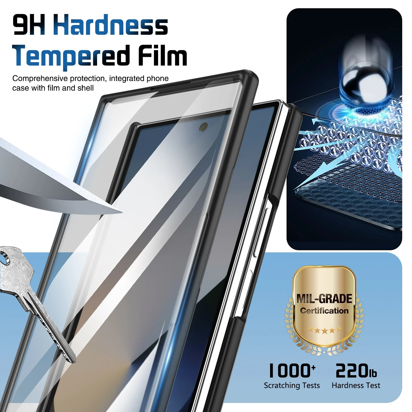 Color: SKY BLUE, Material: ABS - For Samsung Galaxy Z Fold 7 6 5 4 3 Wristband Hinge Lens Holder Phone Case Outer Screen Glass Film Protection Shockproof Cover