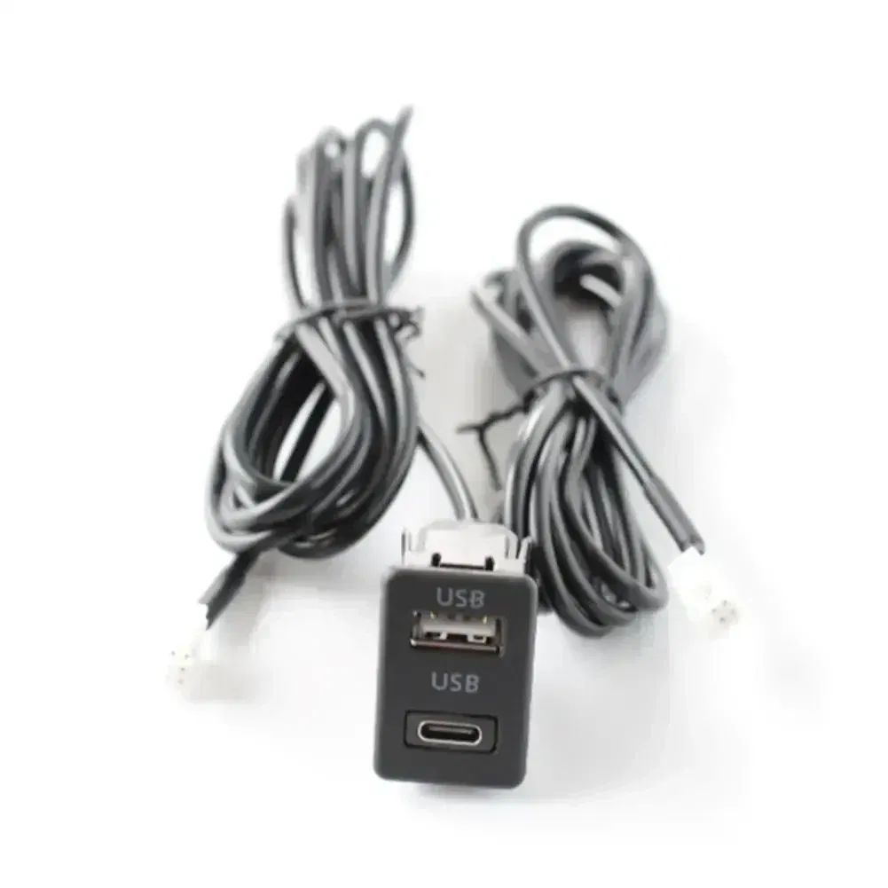 Car USB+TYPE-C Socket Base Port Panel Interface Extension 145cm Cable Adapter Multimedia Head Unit Replace 4pin 6pin Line