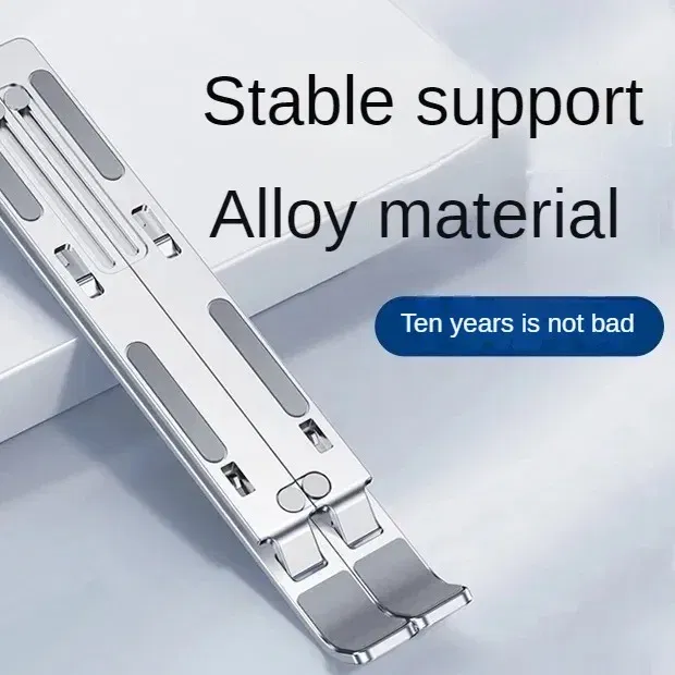 Color: Silver - Aluminum Alloy Laptop Holder Stand Adjustable Foldable Portable for Notebook Computer Bracket Lifting Non-slip Holder