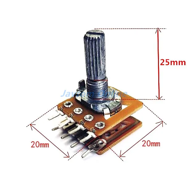 Color: Brown - 1PC WH-148 Audio Volume Potentiometer Switch Dual 8-pin With Center Tap B50K B100K 25mm