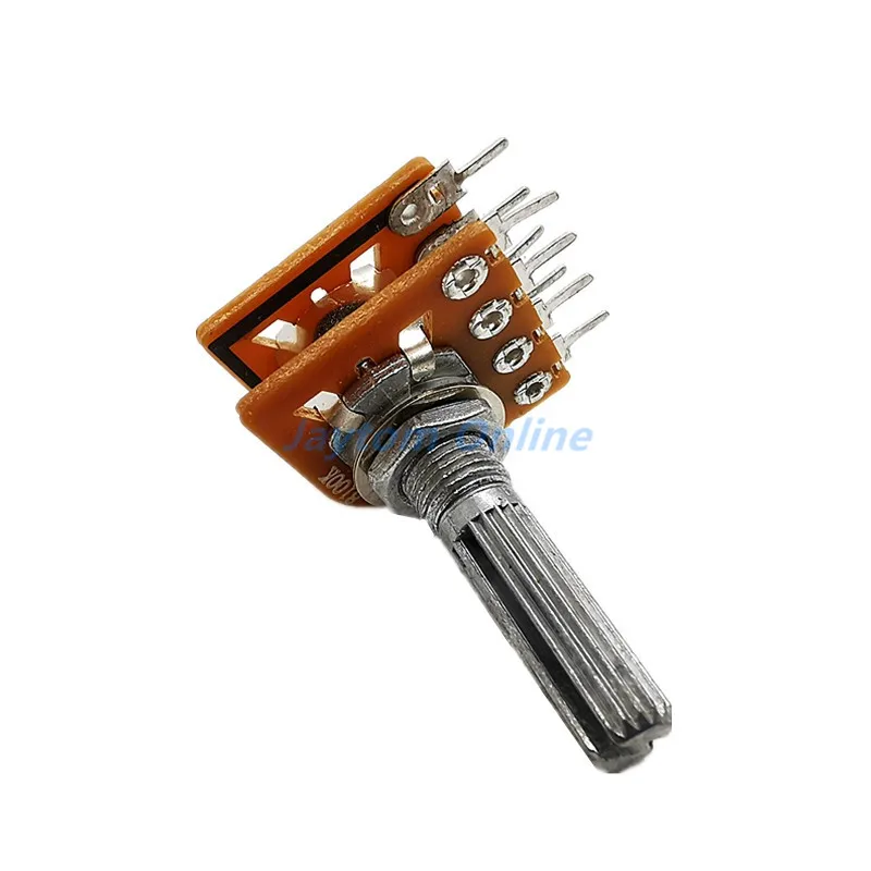 Color: Brown - 1PC WH-148 Audio Volume Potentiometer Switch Dual 8-pin With Center Tap B50K B100K 25mm