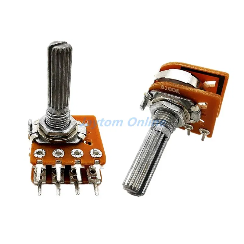 Color: Brown - 1PC WH-148 Audio Volume Potentiometer Switch Dual 8-pin With Center Tap B50K B100K 25mm
