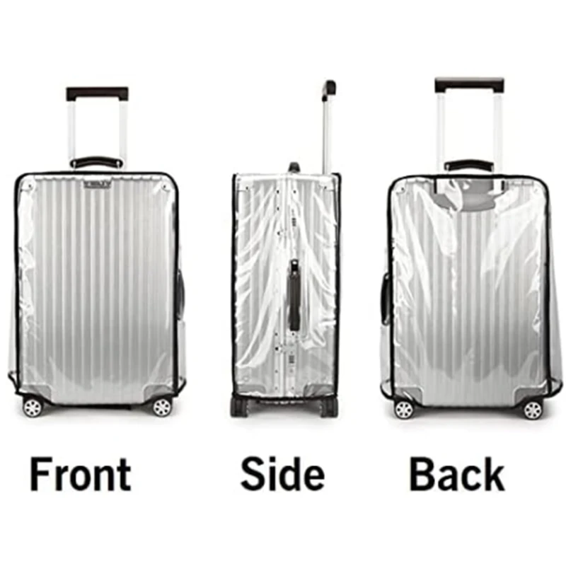 Color: Beige - New 20-30inch Luggage Cover Transparent Protector Waterproof Thickened Suitcase Cover PVC Rolling Cover for Traveling Suitcase