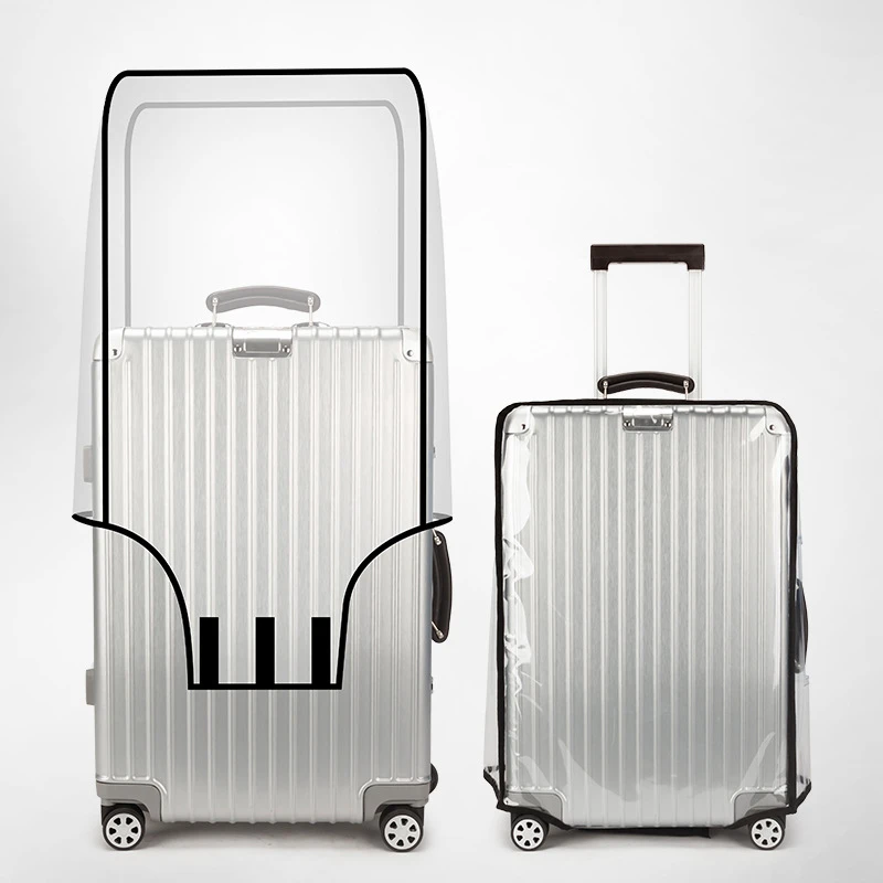 Color: Beige - New 20-30inch Luggage Cover Transparent Protector Waterproof Thickened Suitcase Cover PVC Rolling Cover for Traveling Suitcase