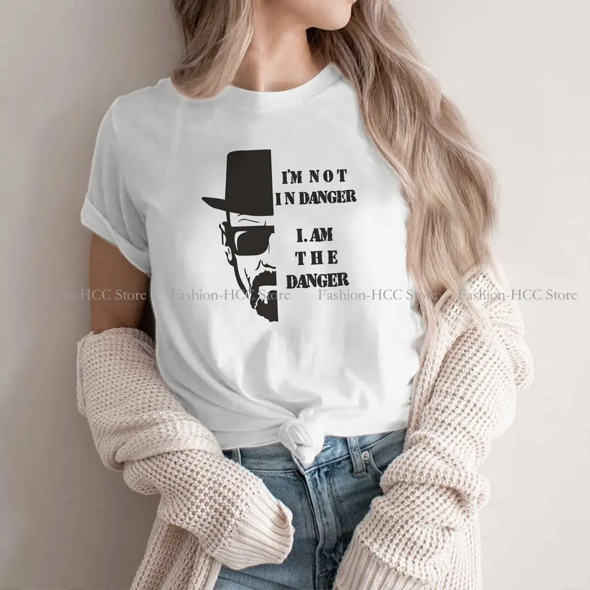Color: WHITE, Size: M - I Am Not In Danger I Am The Danger Hip Hop TShirt Breaking Bad Style Tops Comfortable T Shirt Female Tee
