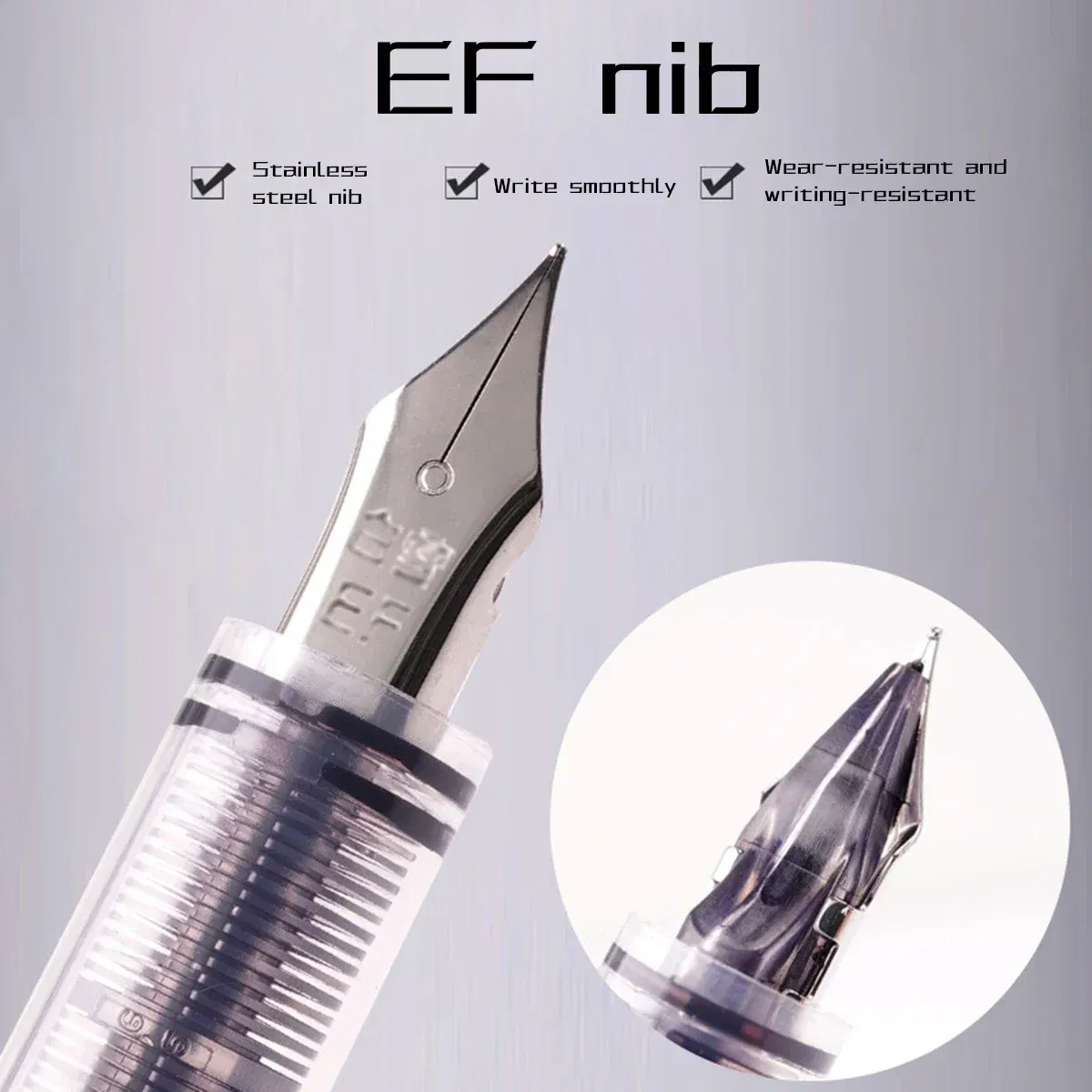 Color: Lavender - 0.5mm F /0.38mm EF Extra Fine Nib Disposable Classic Fountain Pens For Writing For Student Office Painting & Creative Projects