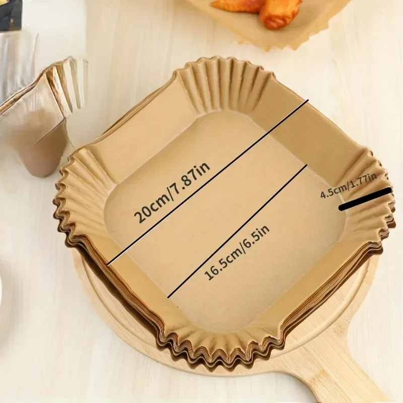 Color: Pink - Air Fryer Paper Liners Disposable Oil-Proof Waterproof Baking Paper Round Square And Rectangle Parchment Kitchen Party Supplies