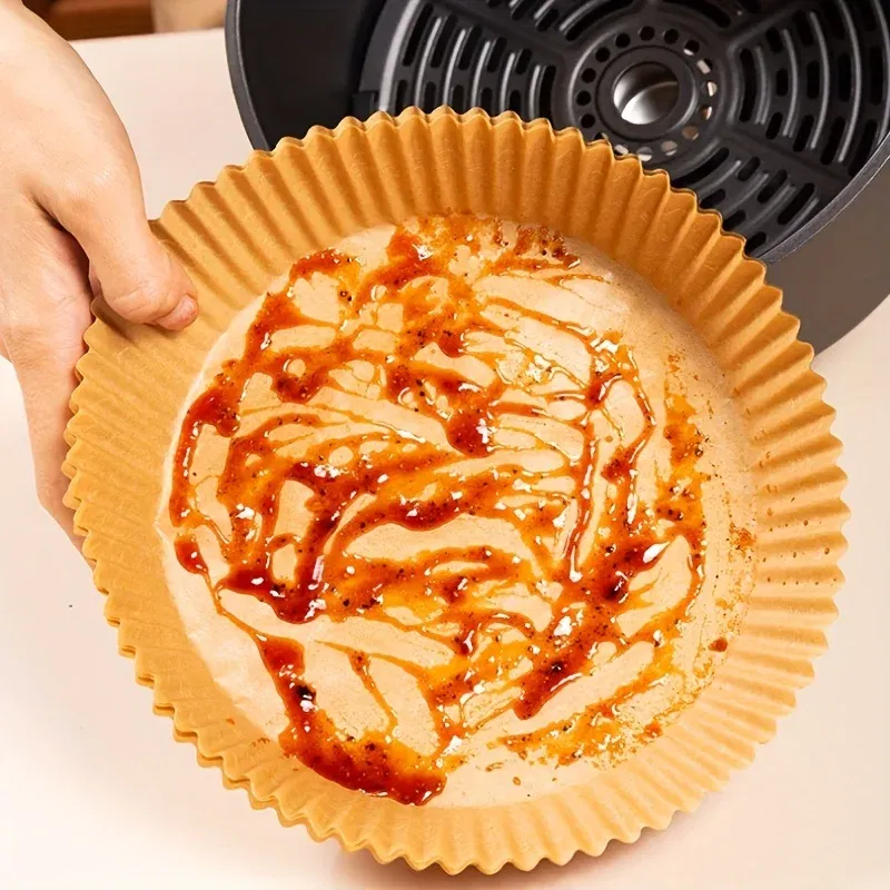 Color: Pink - Air Fryer Paper Liners Disposable Oil-Proof Waterproof Baking Paper Round Square And Rectangle Parchment Kitchen Party Supplies