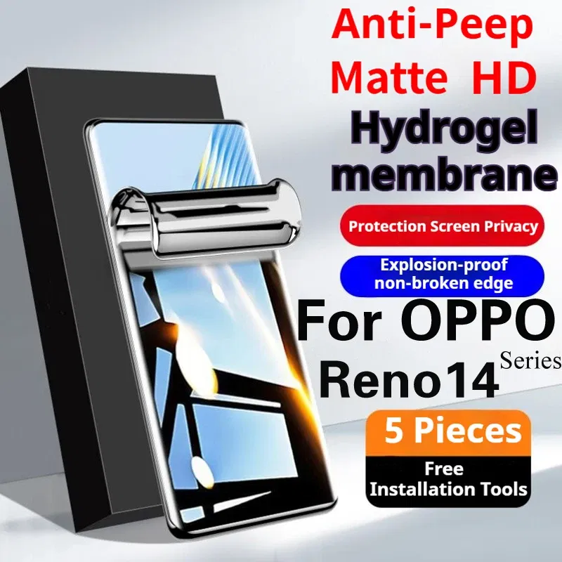 Bundle: 3 Pieces, Material: Liquid Film, Compatibility by Model: Oppo Reno14 Pro - Reno14Pro Matte Hydrogel Film For OPPO Reno 14Pro Privacy Screen Protector Reno14 Full Coverage Soft HD Protective Anti Peeping