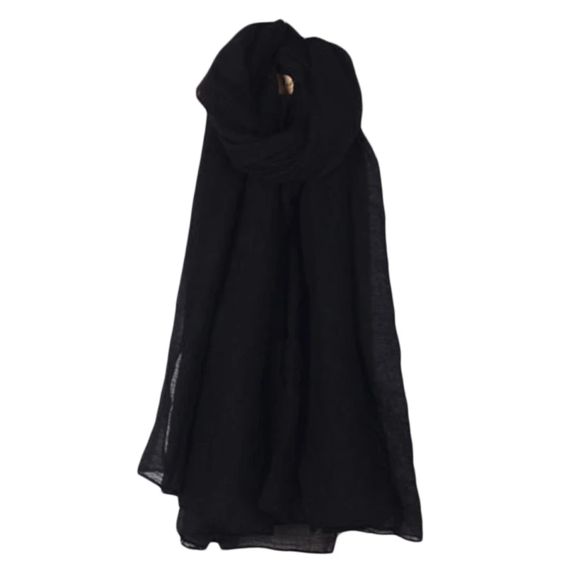Color: Burgundy - 652F Women Solid Color Scarfs Large Long Lightweight Headscarf Linen Sheer Shawl Wrap