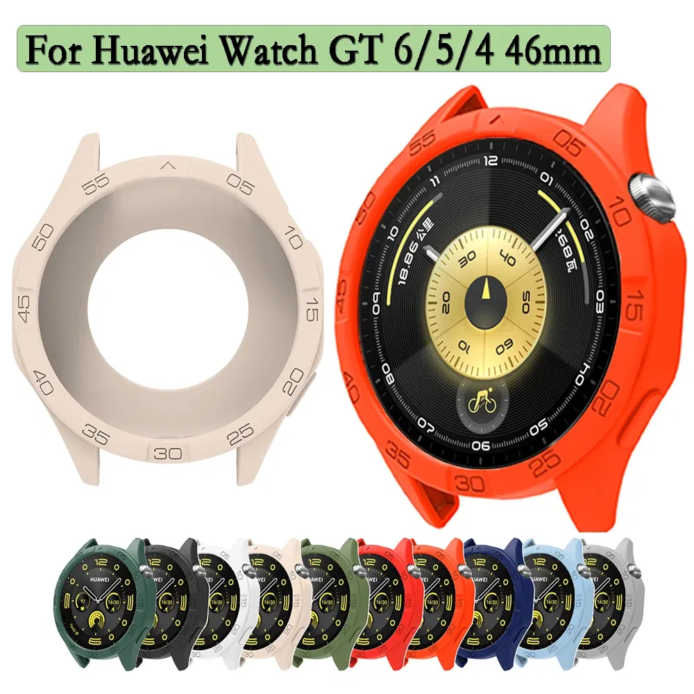 Color: #M14/24, Dial Diameter: 2 - 3.9 Inches - Soft Silicone Case For Huawei Watch GT6/GT5/GT4 46mm Hollow Watch Shell Flexible and Durable Watch Protection Accessories