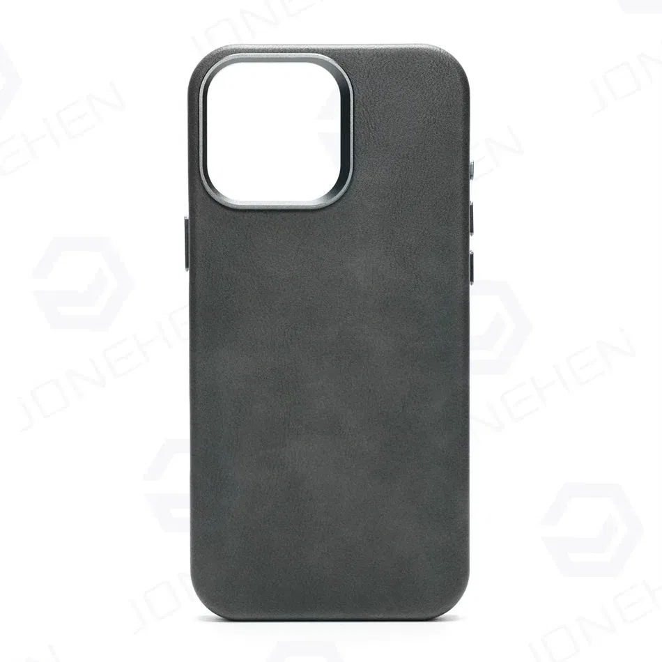 Color: GRAY, Material: Plastic - High-end Retro Oil Wax Pattern Magnetic For Magsafe Leather Case For iPhone Air 15 14 Plus 13 16 17 Pro Max Camera Button Cover