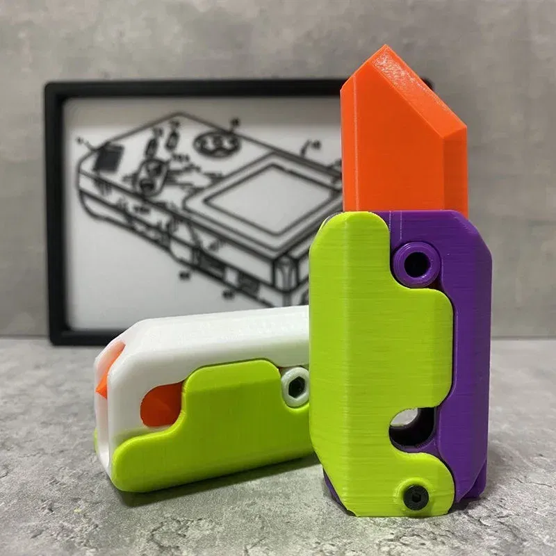 Color: Dark Khaki, Ships From: CHINA - Gravity Folding Claw Knife Radish Knife 3d Printing Gravity Knife Small Radish Knife Push Card Decompression Fidget Mini Toy