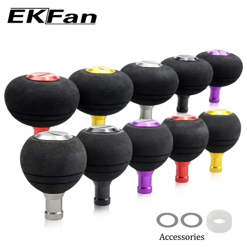 Color: Red - EKfan 40/50MM EVA Knobs Fishing Reel Handle For SHI&DAI Spining Baitcast 1000-5000