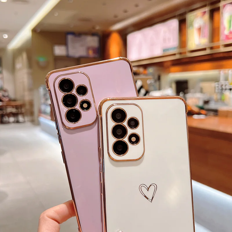 Color: Ivory, Compatible-Phone Models: For iPhone 14 Pro Max, Ships From: CHINA - Electroplating Love Heart Phone Case For Samsung Galaxy S25 S24 Ultra S23 S22 A13 A14 A52 A53 Protect Lens Shockproof Back Cover