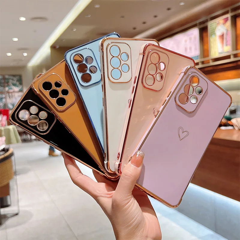 Color: Ivory, Compatible-Phone Models: For iPhone 14 Pro Max, Ships From: CHINA - Electroplating Love Heart Phone Case For Samsung Galaxy S25 S24 Ultra S23 S22 A13 A14 A52 A53 Protect Lens Shockproof Back Cover