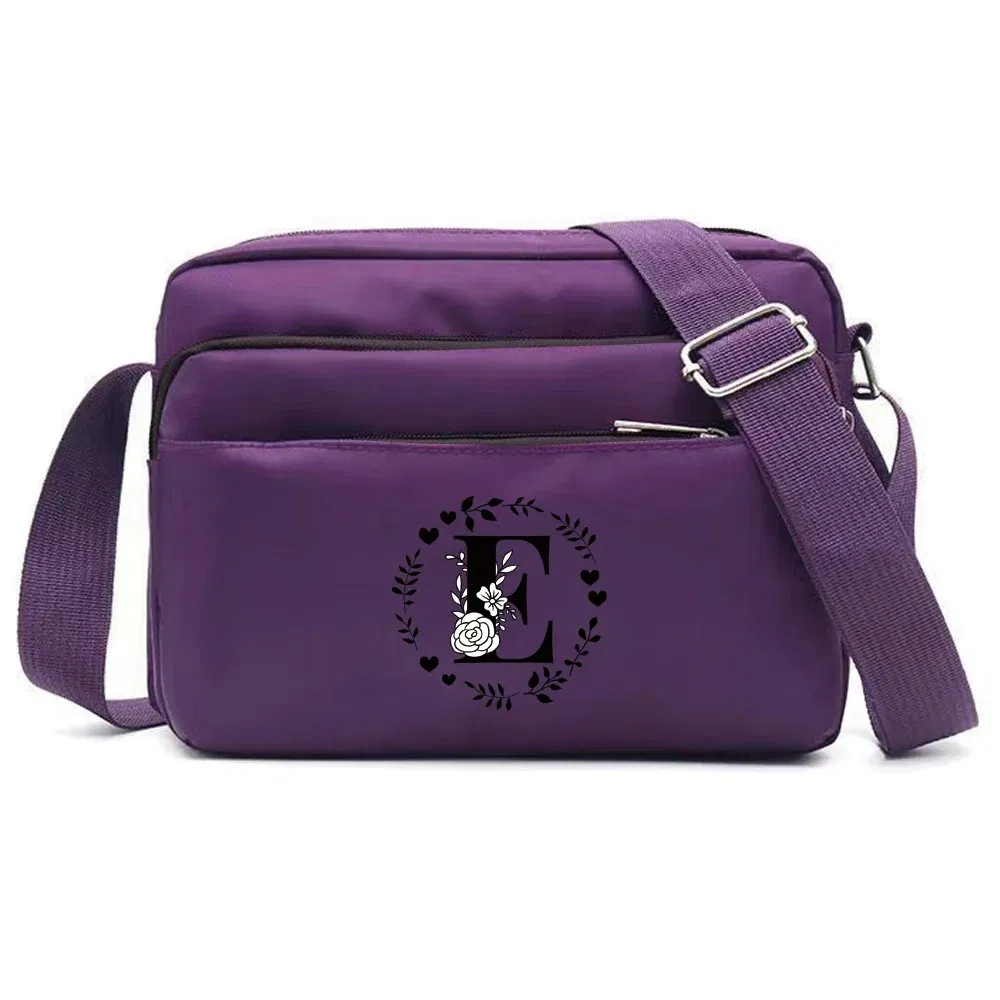 Color: Clear - Purple One Shoulder Crossbody Bag Portable Commuting Large Capacity Simplicity Storage Bag Garland Letter Series Print Pattern