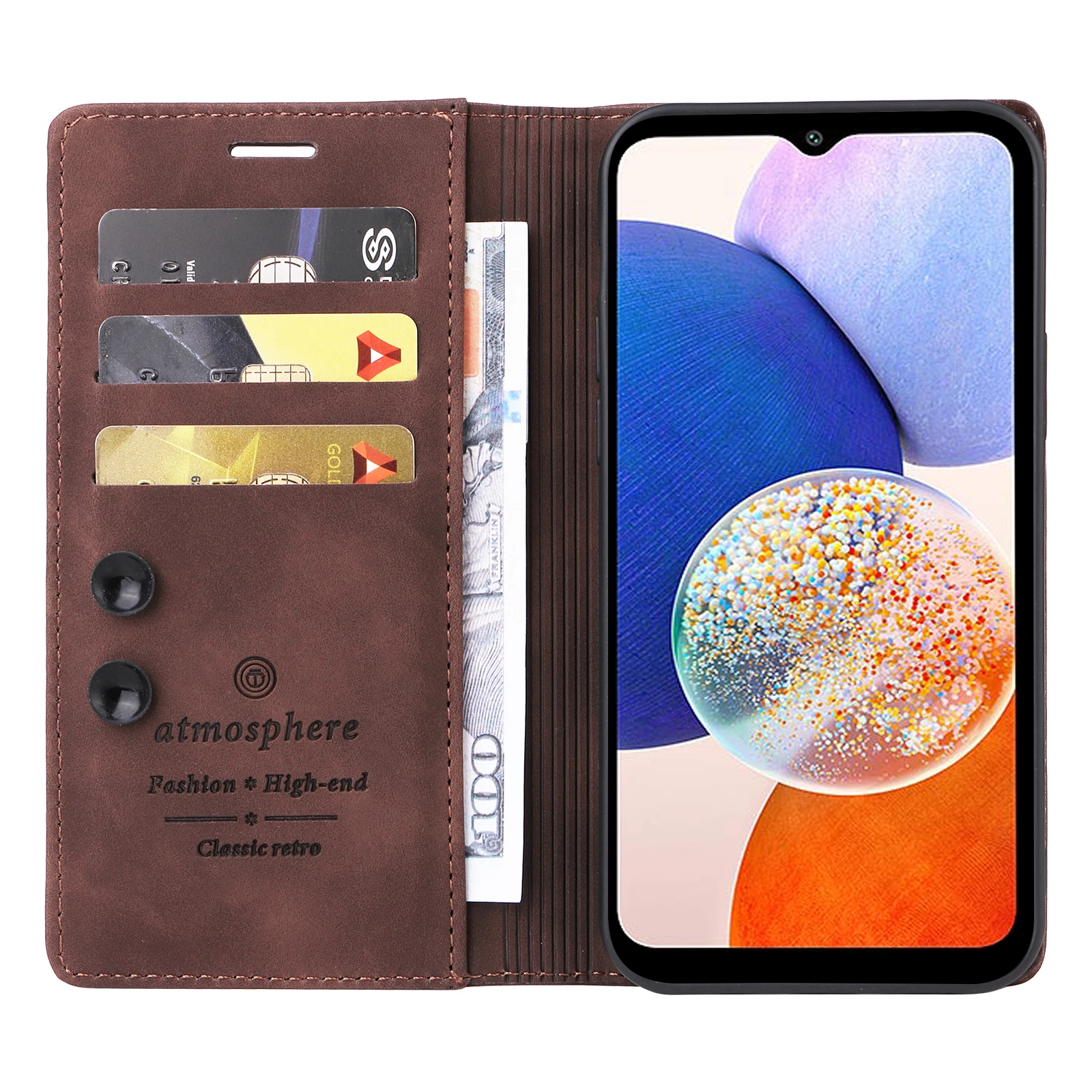 Color: Red, Material: Polyester - Leather Wallet Case For Samsung Galaxy A15 A05 A14 A24 A34 A54 A13 A23 A33 A53 A73 A52 A32 A22 A12 A72 A03S A04S Flip Book Cover