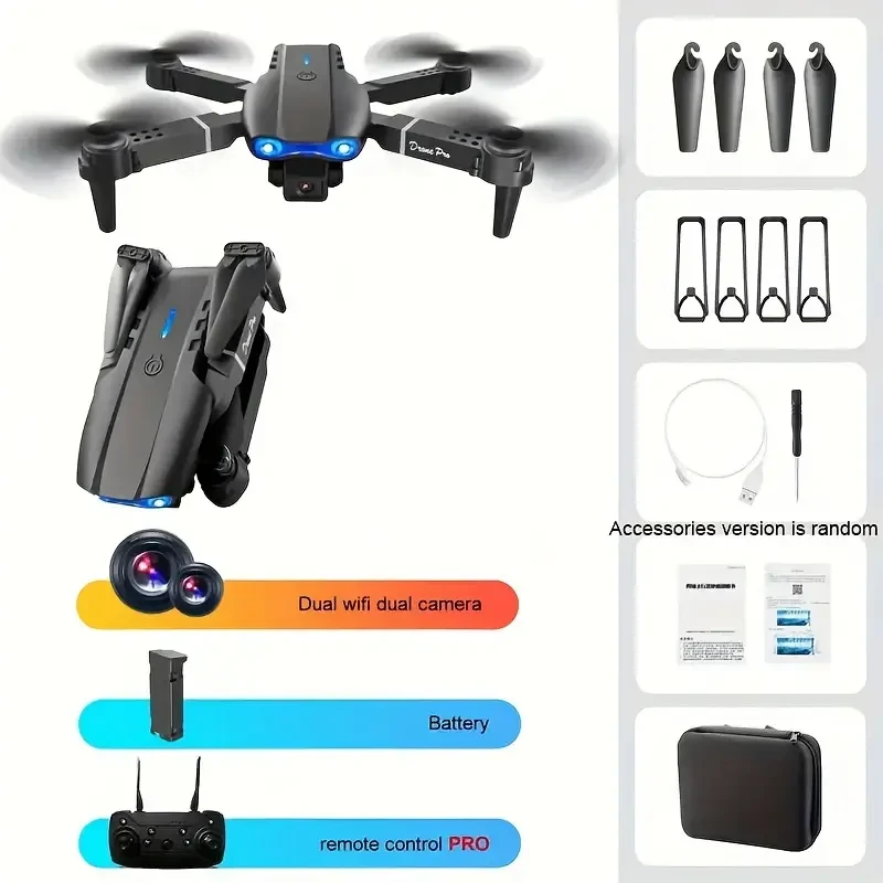 E99pro Drone With SD Camera, One-key Takeoff And Landing, Altitude Hold, One-key 360