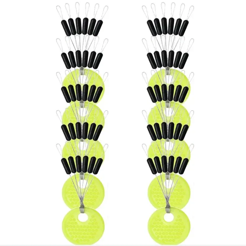 Color: Red - 10 groups (60pcs) 0.4-8.0# Fishing Line Stopper Silicone Space Bean Stopper Fishing Float Anti-Strand Fishing Bobber Float