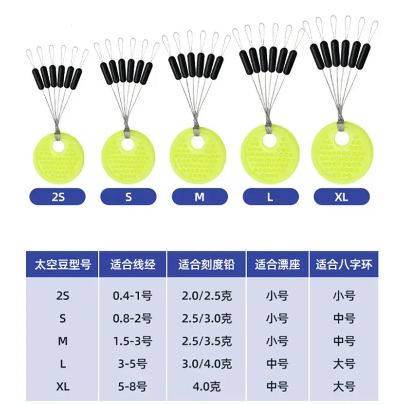Color: Red - 10 groups (60pcs) 0.4-8.0# Fishing Line Stopper Silicone Space Bean Stopper Fishing Float Anti-Strand Fishing Bobber Float