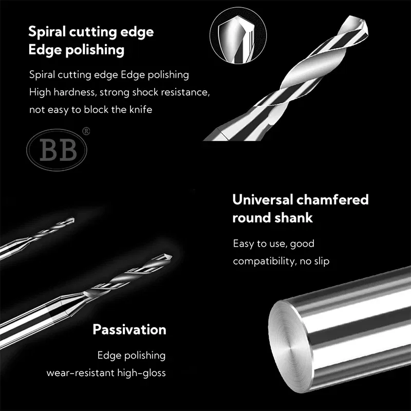Hole Diameter: 9.9mm - BB 0.3~2.02mm Micro Drill Solid Carbide Bit Mini CNC Hole Making 3D Shank Diameter 4mm D4 Metal Steel Plastic 1PCS