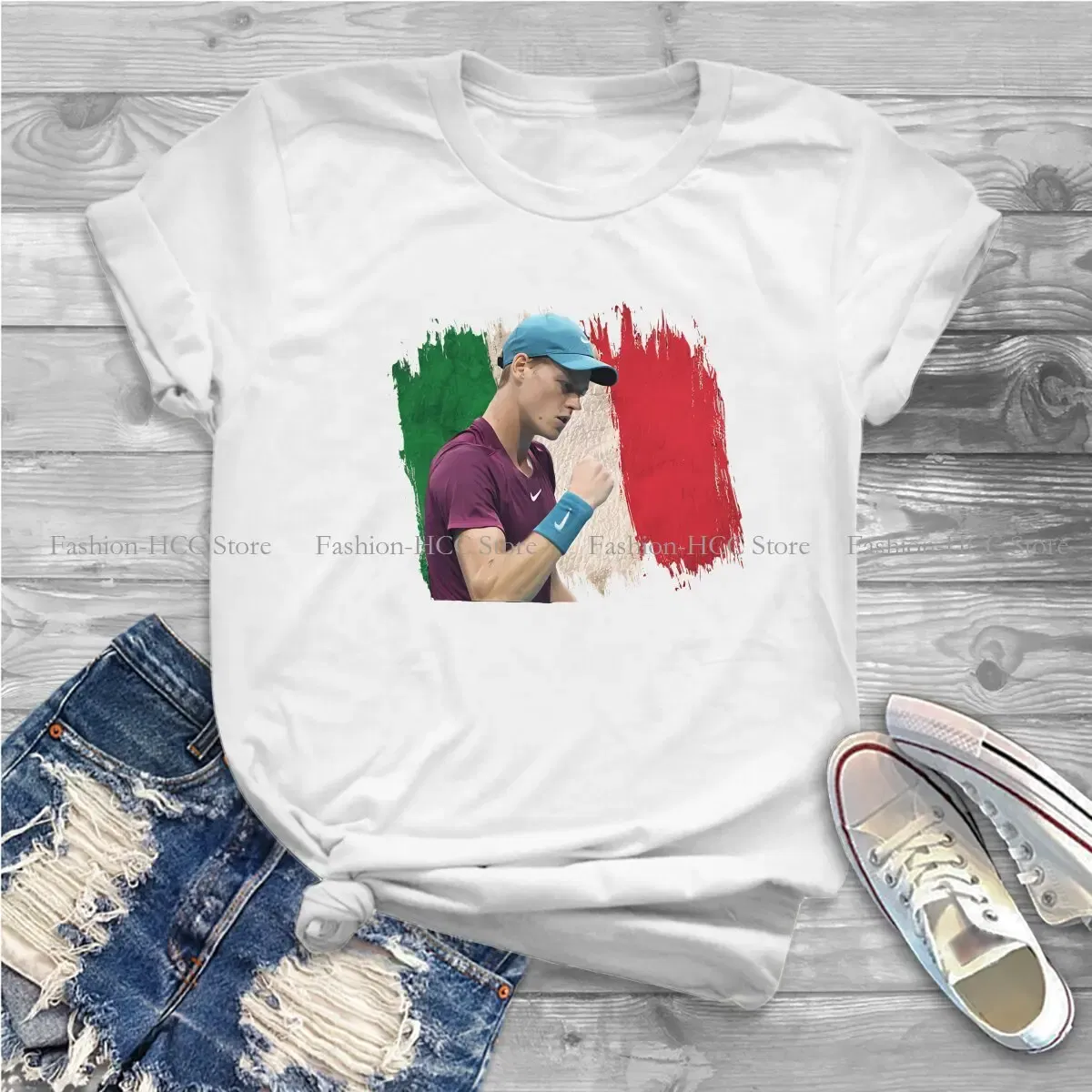 Color: WHITE, Size: XXL - Tennis Polyester TShirt for Women Jannik Sinner Basic Casual Tee T Shirt High Quality New Design