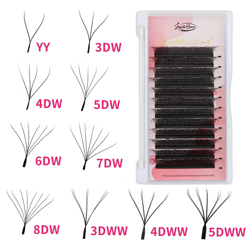 Color: Copper, Curl: D, Thickness: 0.07mm, Length: 14mm, Ships From: CHINA - Goddess 3D/4D/5D/6D/7D/8D W Shape lashes 4D Premade Fan Lash Extensions 0.07 C/D Curl Natural Soft High Quality Idividual Lashes