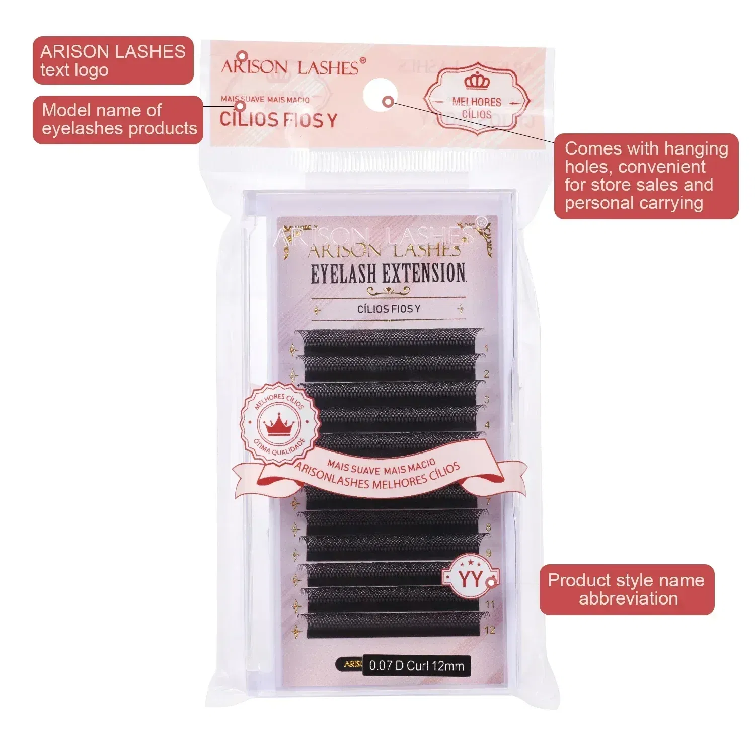 Color: Other, Curl: C, Thickness: 0.07mm, Length: 15mm - ARISON YY Lashes and 3D/4D/5D W Shape Lashes Brasileiro Premade Volume Eyelashes Extension Soft Thin Easily Grafting Extension