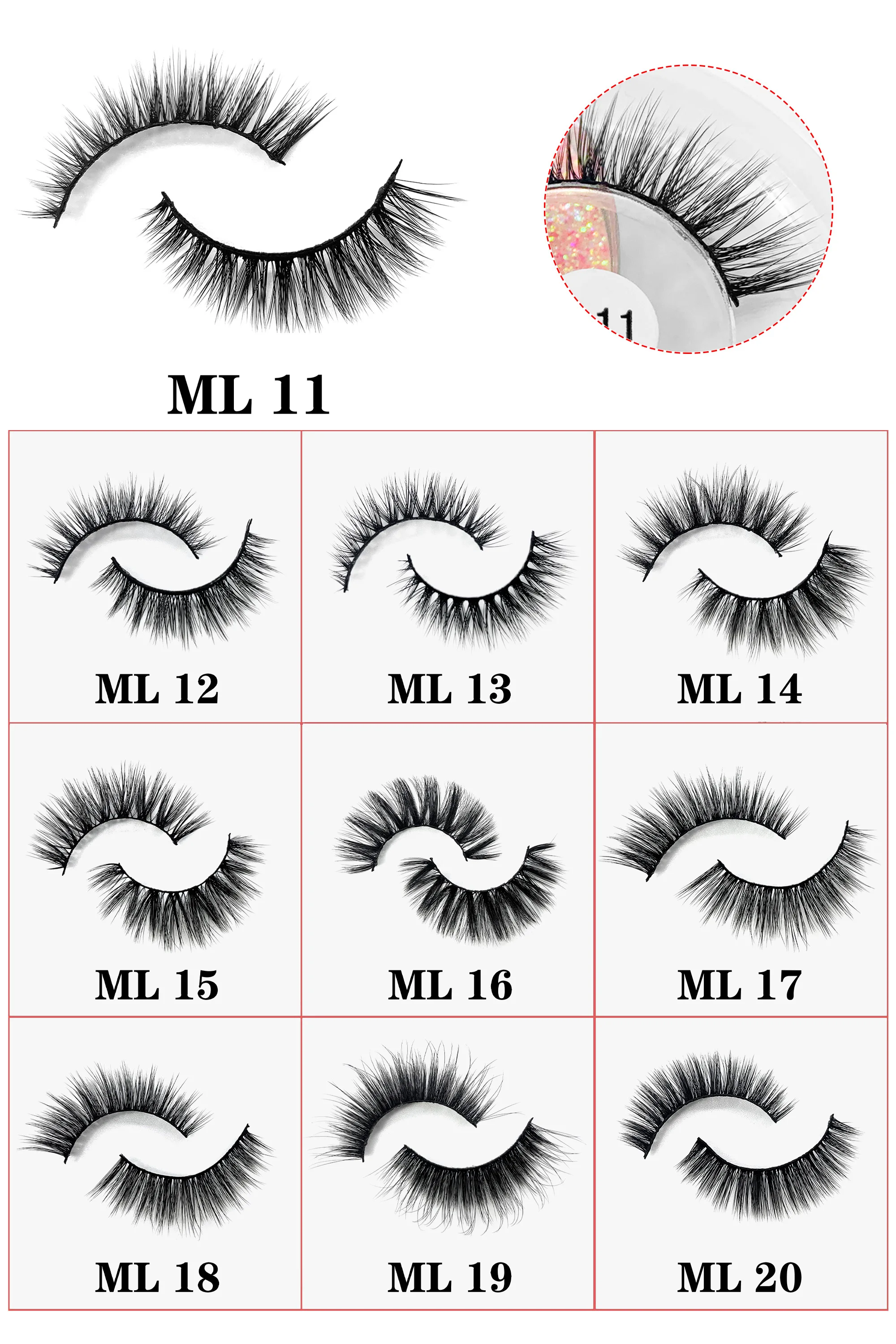 Color: Light Grey, Ships From: United States - Fake Eyelashes Wholesale Fluffy False Eyelashes Makeup Eyelash Extension Accessoires Faux Mink Lashes maquiagem