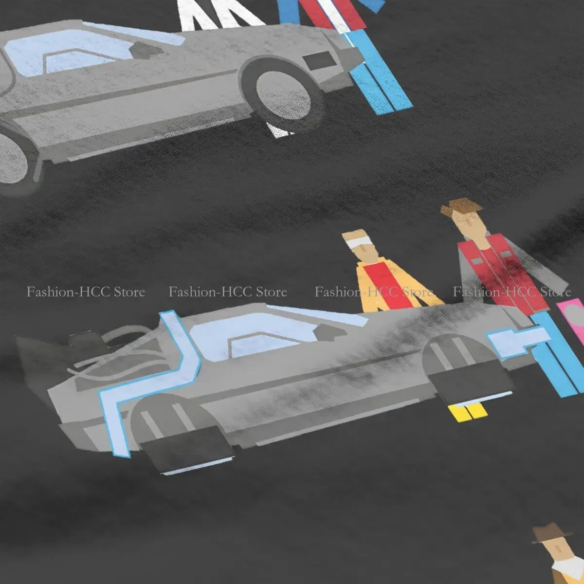 Color: WHITE, Size: XXXL - Delorian Hip Hop Polyester TShirt Back To The Future Style Tops Leisure T Shirt Female Tee