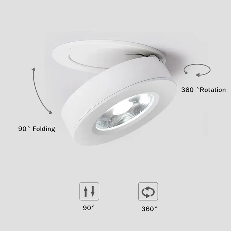 Body Color: Clear, Emitting Color: Warm White - 3 Colors Slim Ceiling Lamp Ceiling Light LED Foldable 360 Recessed Surface Mounted Spotlight for Hallway Gallery Display Living