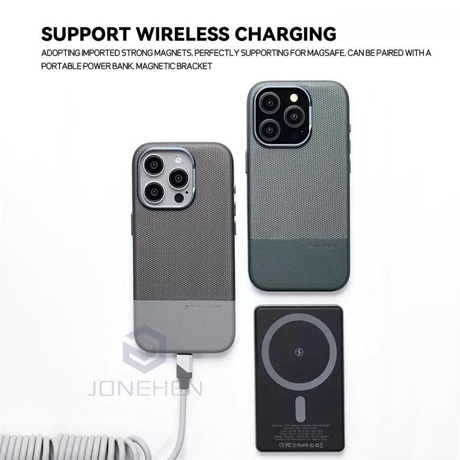 Color: Blue, Material: Silicon - Luxury Hit Color Wireless Charge For MagSafe Premium Leather Case For iPhone 16 Plus 15 14 13 Pro Max Alloy Len Shockproof Cover