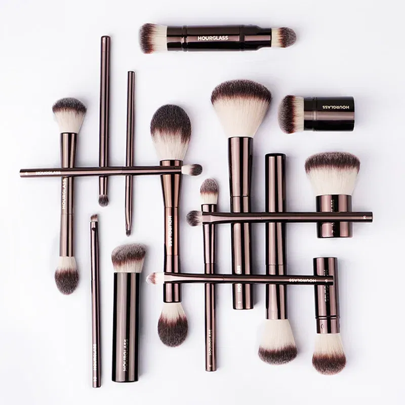 Handle Color: DEEP BLUE - Hourglass Makeup Brushes Powder Foundation Concealer Blusher Bronzer Eye Shadow Eyebrow Eyeliner Sculpting Brush