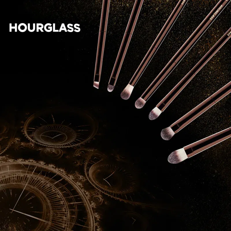 Handle Color: DEEP BLUE - Hourglass Makeup Brushes Powder Foundation Concealer Blusher Bronzer Eye Shadow Eyebrow Eyeliner Sculpting Brush