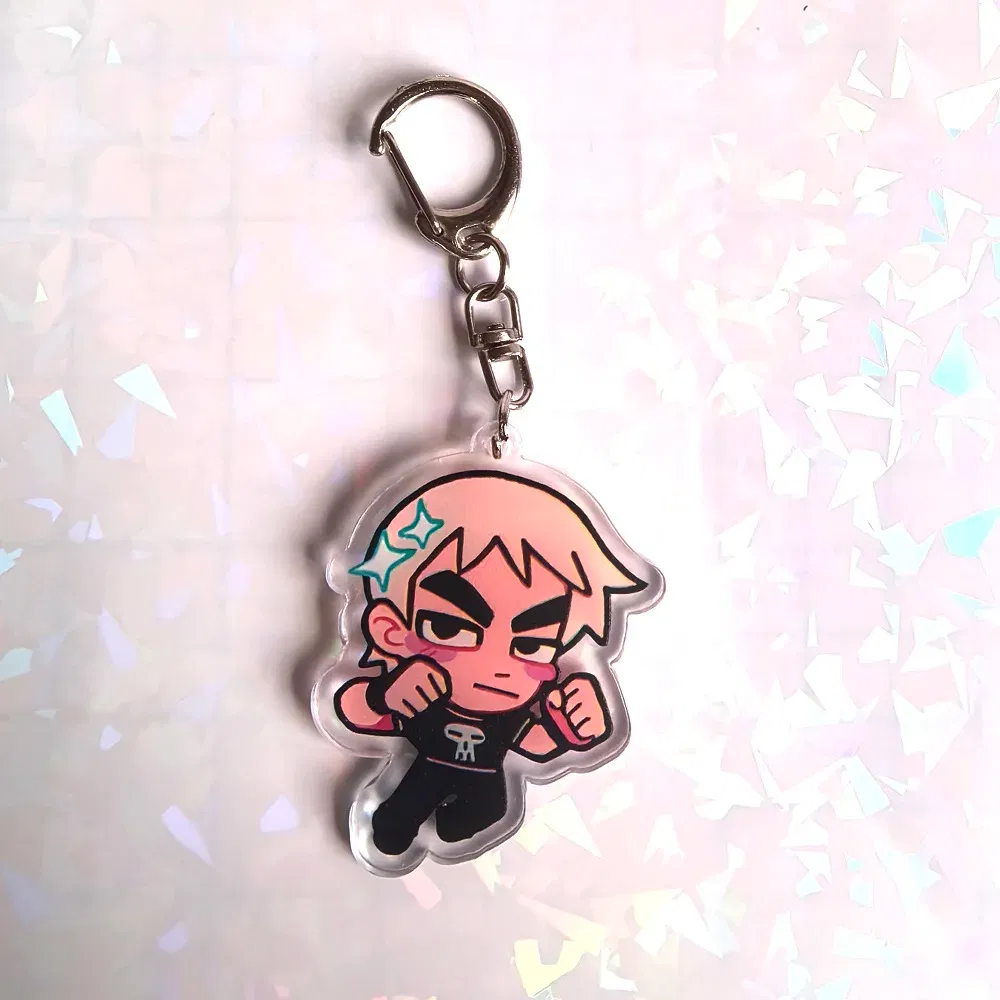 Color: GRAY, Size: 6 cm - Crooked boy Scott Pilgrim Takes Off acrylic keychain birthday gift for boys and girls
