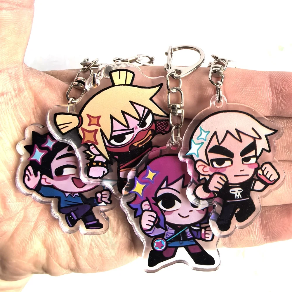 Color: GRAY, Size: 6 cm - Crooked boy Scott Pilgrim Takes Off acrylic keychain birthday gift for boys and girls